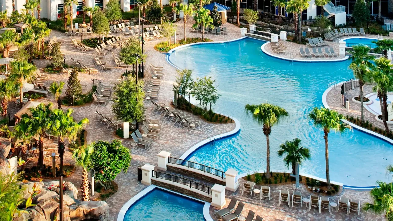 Hyatt Regency Orlando pool, aerial shot